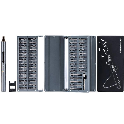 StarTech.com Set di cacciaviti elettrici di precisione a 55 punte - Kit di cacciaviti a batteria portatile/mini per riparazioni di elettronica, laptop, computer, tablet e telefoni - magnetico - senza filo, Cacciavite elettrico, Maniglia dritta, Argento, 1